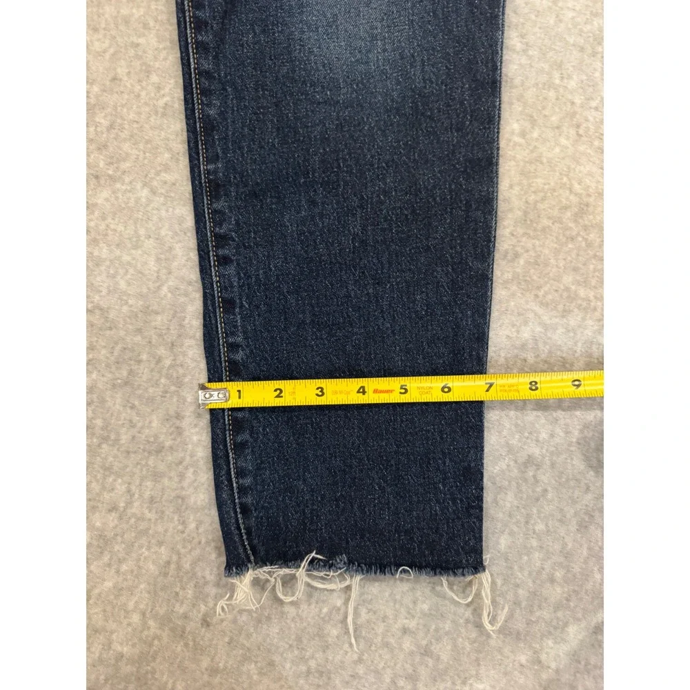 Old Navy High-Rise Curvy OG Straight Jeans Dark‎ Wash Button Fly Raw Hem Size 6